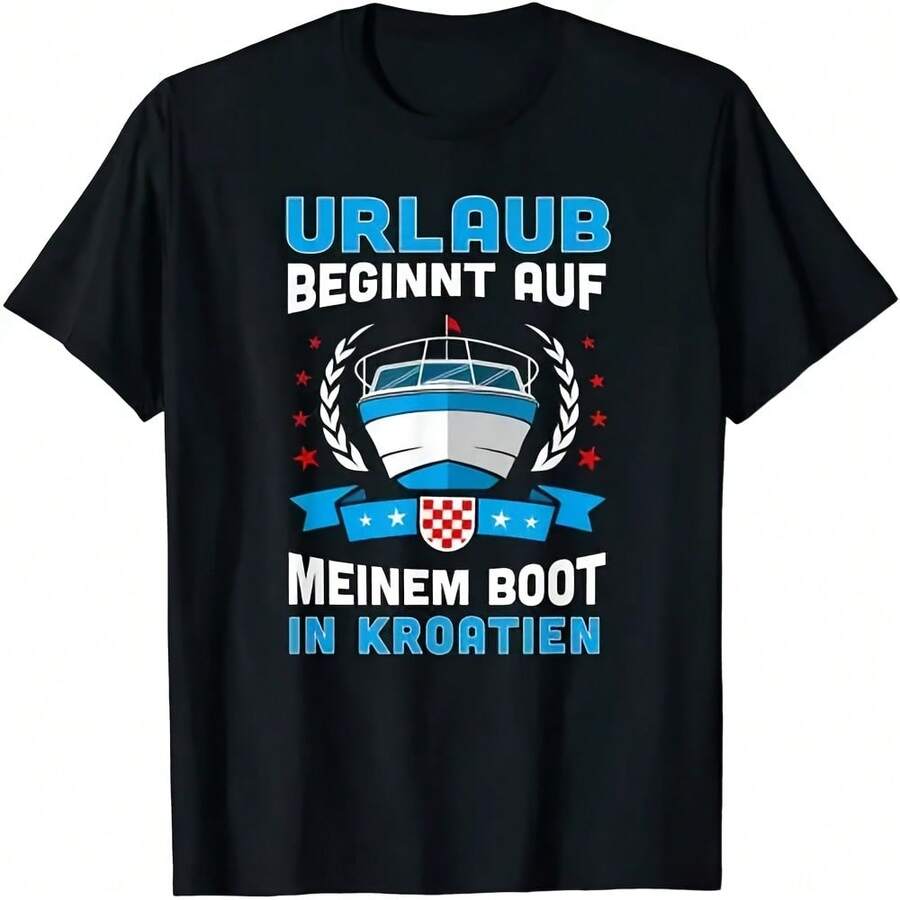 Neu Boot Motorboot Kroatien Bootsurlaub Männer Premium Geschenk Tee T-Shirt - Negro - Ver 1