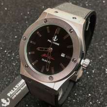 Pallyjane Men's Watch With Pointer Gold Black Silver Watch + Box Ready For Delivery - Black and White - View 2