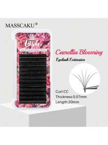 12 Rows MASSCAKU CC Curl 0.05mm 0.07mm 8-20mm&Mix Length Camellia Blooming Eyelashes Extensions Matte Black Professional One Second Automatic Flowering Single Lashes Supplies For Beauty Makeup Uselash Clusters,Eyelash Clusters,Individual Eyelashes,Lashes,Fake Lashes