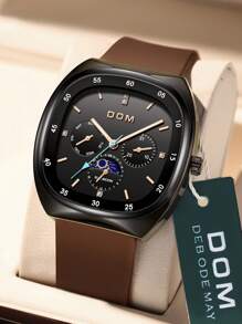 DOM 1pc Women's Fashion Casual Multifunctional Silicone Strap Waterproof Watch