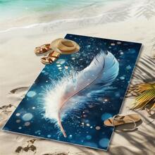 1 件超大孔雀羽毛印花超细纤维沙滩巾 - 快干、不粘、超柔软、亲肤、便携，适合趣味旅行、瑜伽、野餐和泳池派对母亲节鲜花、给妈妈的个性化礼物、最后一分钟的礼物、母亲节创意、母亲节礼物、给妈妈的手工卡片、50 美元以下最佳母亲节礼物夏季、节日 - 彩色 - 查看 3