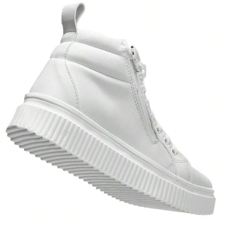 White Women's Tennis Shoes With High Platform Sole, Gym Style. Tractor Boot - 白色 - 查看 1