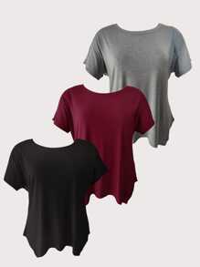 Kit com 3 Blusas Femininas Plus Size Batas Soltas Viscolycra Premium Plus Size até 62 SORTIDAS - SORTIDAS - Visão 3
