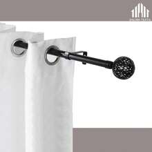 Shoppe house - Barras de Cortina Extensible 19mm - Barra Cortinas fina para Salón Dormitorio - Palos Cortinas Delgado Bola de red - Negro - Ver 2