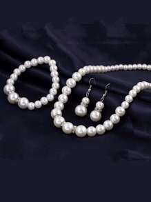 4pcs Pearl Necklace Set Jewelry For Women
