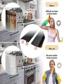 2 miếng đệm khe hở bằng silicon - Dải bịt kín bếp chịu nhiệt linh hoạt, dùng để che bếp, mặt bàn, lò nướng, nắp, bàn và khe hở (21 inch, 4 màu) - Ngăn ngừa vụn thức ăn và chất lỏng đổ ra, miếng đệm mặt bàn bếp dễ vệ sinh - Nhiều màu - Xem 2