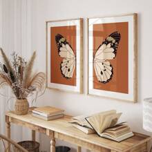 2 件套，蝴蝶可打印墙壁艺术 2 件套，蝴蝶可打印墙壁艺术，波西米亚风蝴蝶海报，蝴蝶翅膀艺术印刷品，无框架 - 紅木色 - 查看 4