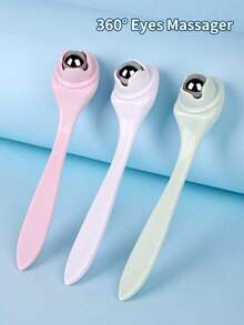 1pc Stainless Steel 360-Degree Massage Ball Eye Massager, For Reducing Puffiness And Dark Circles, Pink Color, Skincare Facial Massage Tool - Multicolor - View 4