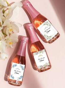 12/24/36 Pcs Custom Bottle Stickers With Elegant Floral And Crown Design, 10.2x8.4cm/4x3.3" Various Color Options, Supporting Text/Font/Color Customization, Which Shows Your Personalized, Creativity And Meticulous Attention To Detail, Suitable For Wedding, Bachelorette Night, Cocktail Party, BBQ, Wine Tasting Event, Banquet, Valentine's Day, Wedding Anniversary, National Day, Celebrating, Also Available As Product Label For Your Chateau