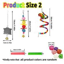 Set de 15 piezas de juguetes de pájaros de colores aleatorios, incluye bolas de ratán para masticar, bloques de madera, perchas, escaleras de escalada, juguetes para loros y suministros para mascotas - Multicolor - Ver 3