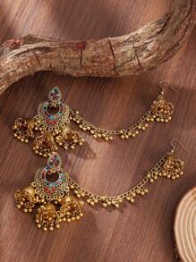 1 对阿拉伯宫廷风格流苏耳环套装，适合派对和节日，两种佩戴方式 - 氧化鍍阿拉伯風耳飾套裝 - 查看 16