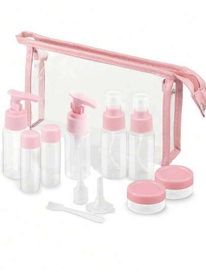 زجاجات السفر، حاويات تجميل محمولة غير قابلة للتسرب مقاس الرحلات الجوية شفافة مصنوعة من البولي إيثيلين تيريفثالات لغسول الوجه والشامبو والكريم والصابون، مواصفات متعددة