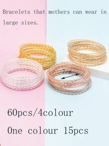 15pcs/Set Girls' Fashion Versatile Ribbed Floral Bangle Bracelets - Multicolor - View 21