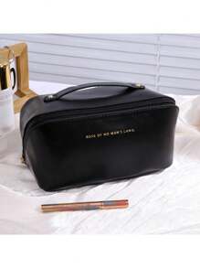 Bolsa de maquillaje con almohada de PU de moda, organizador de viaje portátil, bolsa cosmética impermeable de gran capacidad con compartimentos, puede compartirse con artículos de tocador | Bolsa de maquillaje impermeable de gran capacidad | Estilo acordeón de almacenamiento multinivel | Esenciales de viaje | Opciones de varios colores, pequeño regalo