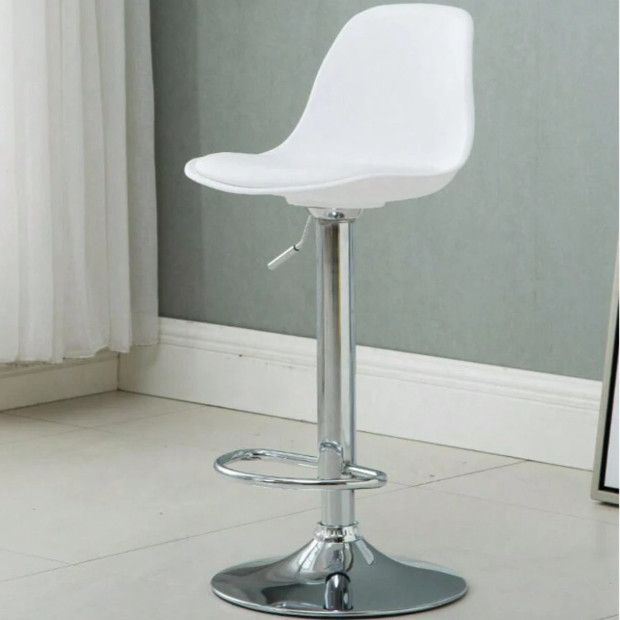 GLOBAL Z-A Silla giratoria de Bar alta ajustable, asiento nórdico moderno, elevador de escritorio frontal con taburete alto, respaldo de moda, silla de Bar con patas de Metal de estilo nordic,sillas de comedor ema - blanco - Ver 1