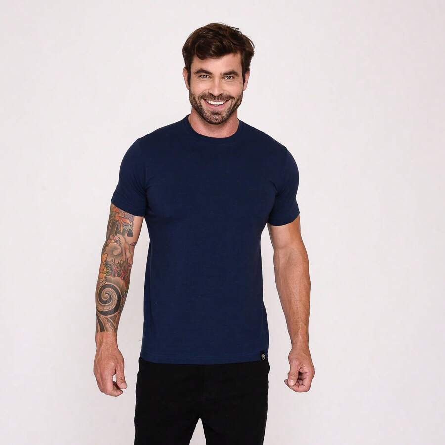 Peruvian Cotton And Elastane T-Shirt - 藏蓝色 - 查看 1
