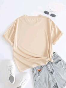 Women's FITNESS Oversized T-Shirt 100% Cotton - 米色 - 查看 2