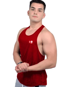 Kit Of 3 Men's 100% Cotton American Style Low-Cut Tank Tops For Training
