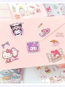 Sanrio 100 pièces Autocollants Sanrio Hello chat Kuromi Melody Guiguan Dog New PET pour enfants - Design de bandes dessinées et d'animaux imperméables, scrapbooking, projets DIY et décoration de bouteilles d'eau. Convient pour les autocollants de réfrigérateur, les accessoires de chambre, les vêtements, les sacs, les accessoires de robe, la papeterie créative DIY et la mise en scène. (100 autocollants sans double) , Cadeaux de rentrée scolaire
