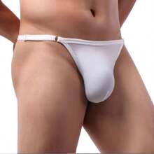 Men's Jockstrap Thong Underwear Lined Side Adjustment Thong - White - View 3