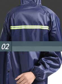 1 件防水全身雨披，连帽，牛津布，户外，建筑工地，成人，雨衣，送货骑手，长款，厚，可拆卸袖子，雨衣，男女通用，可折叠便携 - 牛津長風衣 - 查看 4