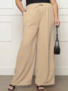 Kit 3 Plus Size Women's Wide Leg Pants From Duna - Vino Blanco Beige - Ver 5