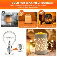 E14 Wax Warmer Bulbs 25W, Scentsy Bulb For Warmers Dimmable Wax Burner Bulb 230V, 2700K Warm White G45 Small Edison Screw Light Bulb For Wax Melt Burner, Oven Lamp, Up To 300°C, 2 Packs