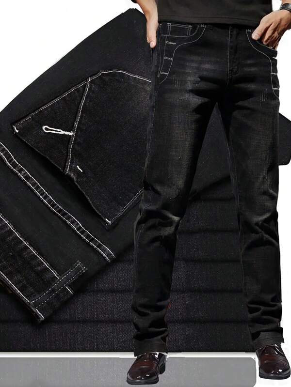 Herren modische elastische Skinny Jeans mit silberner Linie und Phönixauge-Optik