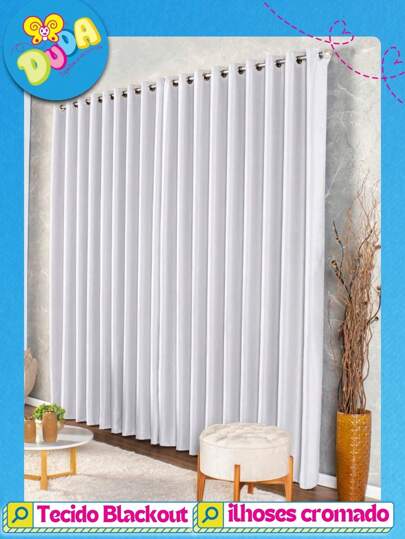 Cortina Blecaute Blackout em Tecido Premium Para Sala Quarto Corta Luz Som Ilhoses Cromado Varios Tamanho