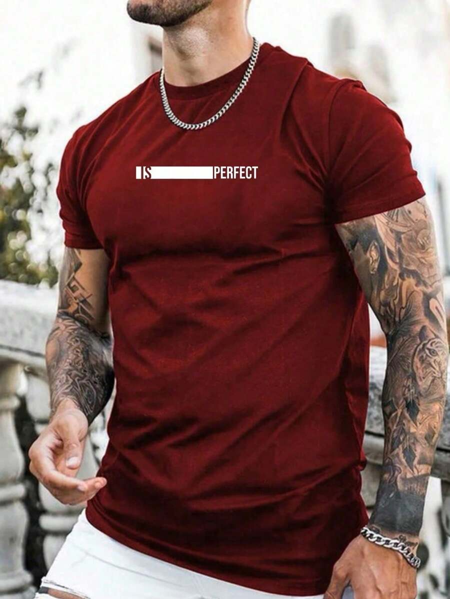 Men's Is Perfect Bco T-Shirt 100% Premium Cotton Shirt - 紫紅色 - 查看 1