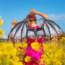 Costume Props Wing For Adult, Non-Woven Folding Gradient Dragon Wings Party Clothing Supplies For Halloween - Black - View 8