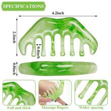 2-Piece Jade Comb Set For Scalp Massage And Gua Sha Scraping Multifunctional Handheld Head Therapy Tools For Facial Massage Ideal Mother's Day Gift In Elegant Style, Hair Styling Tools, Hair Care Accessories, Trending, Best Seller, New Arrival, Gift Idea - màu xanh lá - Xem 2