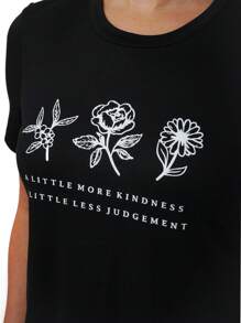 I LOVE YOU Casual Rose Print T-Shirt