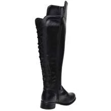 Bota Over Montaria Cano Longo Preto Amarração Confortável sapatos feminina elegante cano alto botas feminina elegant - Preto - Visão 2