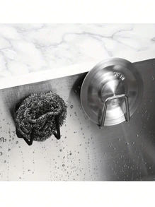 1/2/4pcs Stainless Steel Sponge Holder For Kitchen Sink,Scrub Holder For Kitchen Sink Sponge Holder Dish Scrubber Holder Kitchen Sponge Holder For Sink,Adhesive Sponge Hooks For Bedroom Bathroom Restroom