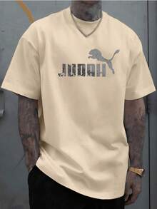 Camiseta Unissex "JUDAH" Leão Camisa Casual Premium 100% Algodão Estampa CINZA - Caqui - Visão 2