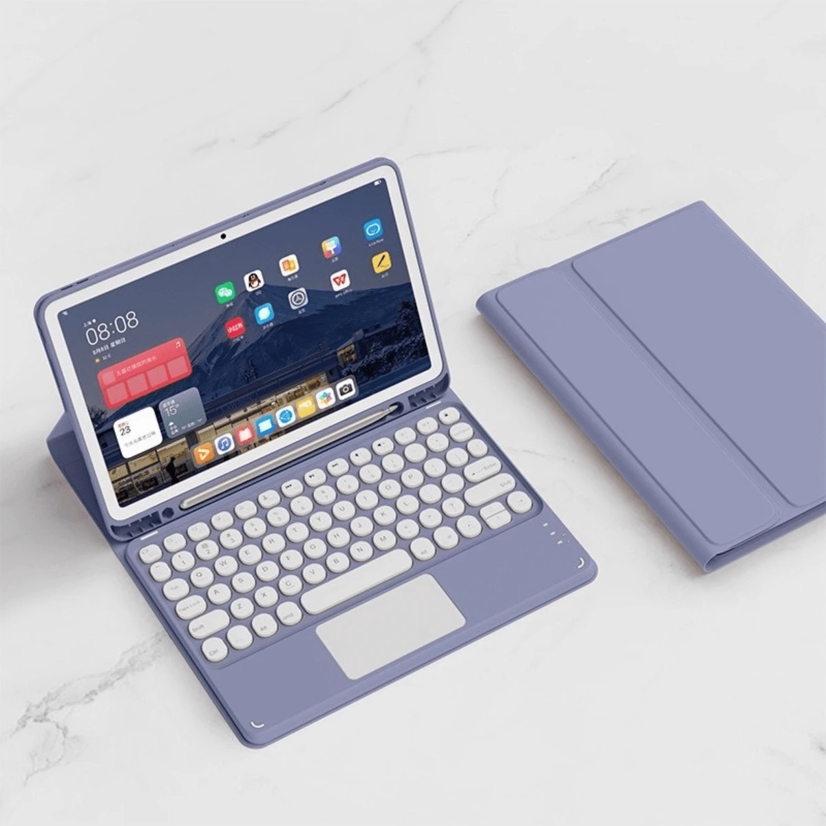 Protective Case For IPAD 7 8 9 10 Generation Air 3 4 5 Pro 11 With Wireless Bluetooth Keyboard And Pen Tray - 淡紫色 - 查看 1