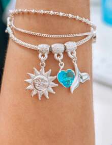 Amulet Bracelet With Beach Pendants, Semi-Jewelry In 925 Silver - 銀色 - 查看 2