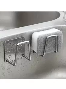 1/2/4pcs Stainless Steel Sponge Holder For Kitchen Sink,Scrub Holder For Kitchen Sink Sponge Holder Dish Scrubber Holder Kitchen Sponge Holder For Sink,Adhesive Sponge Hooks For Bedroom Bathroom Restroom