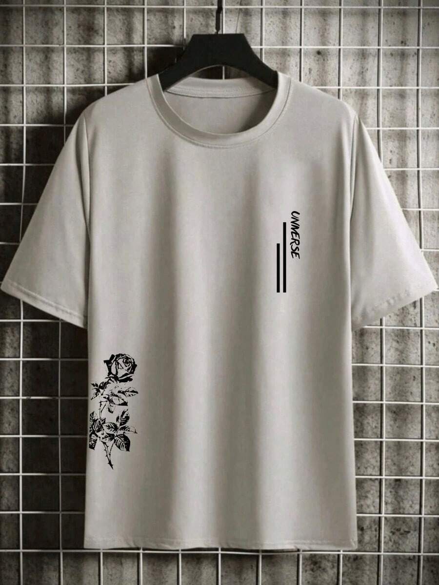 T-Shirt UNIVERSE Men's Shirt 100% Cotton New Release Immediate Shipping - Xám - Xem 1