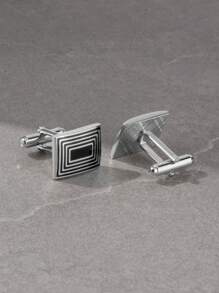 1 Pair Classic Black Enamel Gold/Silver Plated Cufflinks For Men