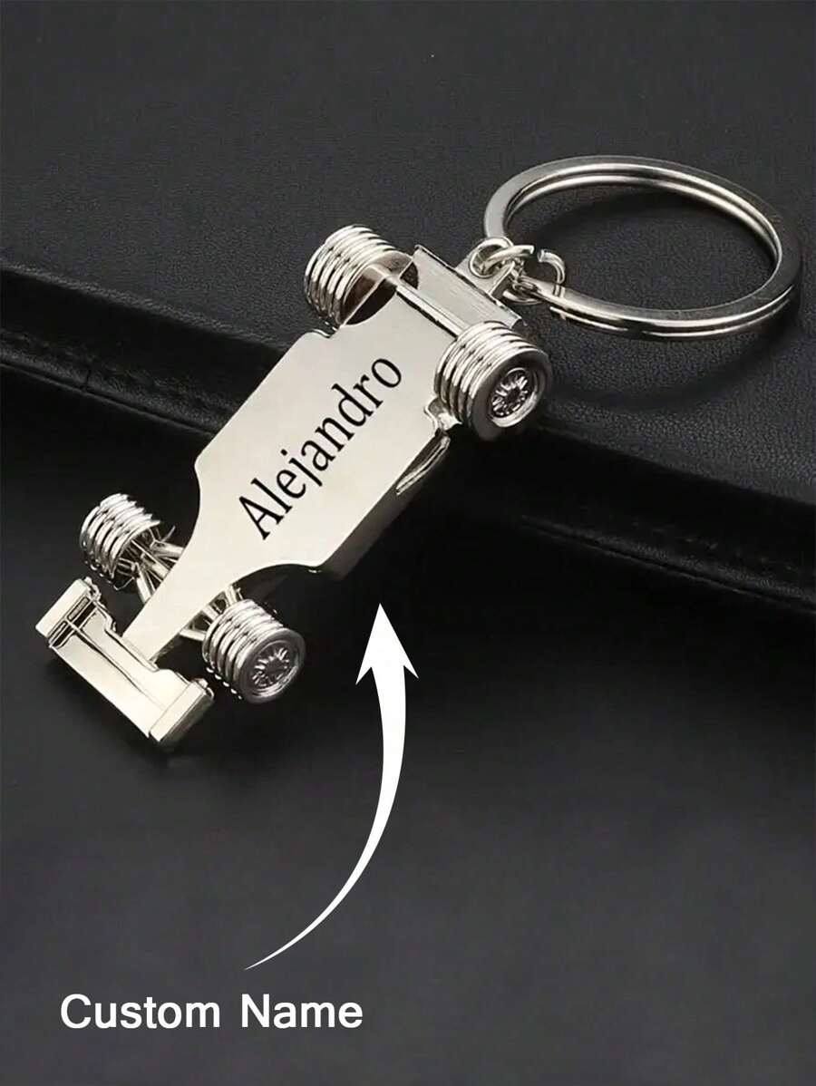 1 pièce Porte-clés mini voiture de course 3D personnalisé en métal, porte-clés en forme de voiture de sport avec texte de nom personnalisé, article porte-clés personnalisé avec gravure personnalisée, cadeau pour père, mari, petit-ami - Multicolore - Voir 1
