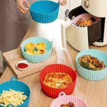Cesto de Silicone Redondo Air Fryer e Forno Forma para Fritadeira Elétrica