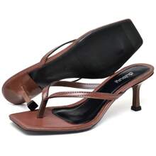 Sandália Feminina Papete DUBUY 304FG Confortável sapatos feminina elegante Sandalia Feminina salto baixo - Marrom - Visão 6