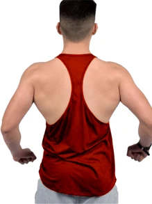 Kit Of 3 Men's 100% Cotton American Style Low-Cut Tank Tops For Training