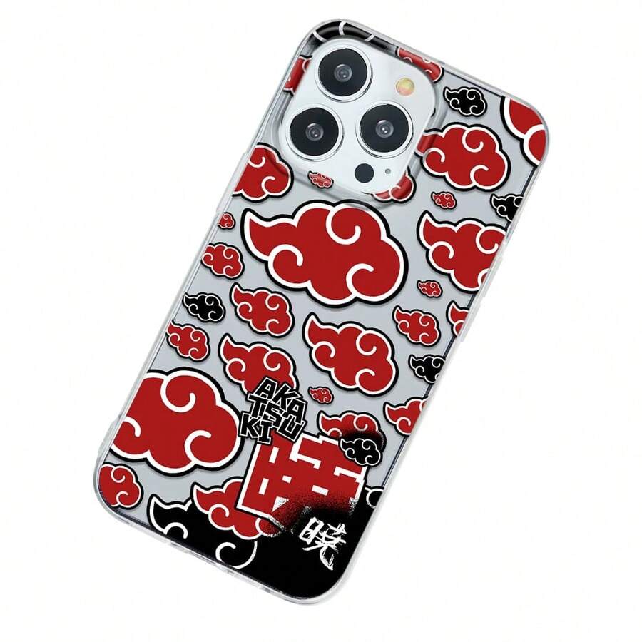 Funda Compatible con iPhóne  Nubes Rojas Organización Akatsuki, Protector compatible con iPhóne  Narutoo, Case compatible con iPhóne  Nubes Rojas Organización Akatsuki, Carcasa compatible con iPhóne  Anticaídas a Prueba De Golpes TPU. - Transparente - Ver 1