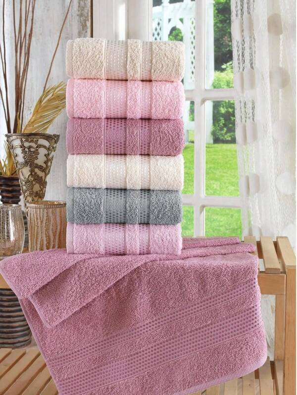 Set da 6 asciugamani per mani e viso in 100% cotone turco | Zeynep Tekstil | Stars Antibatterico | Igiene e comfort combinati | 50*90 CM