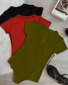 Bory Women's Bodysuit Crew Neck Suplex Summer Blogger 2024 - 軍綠色 - 查看 2