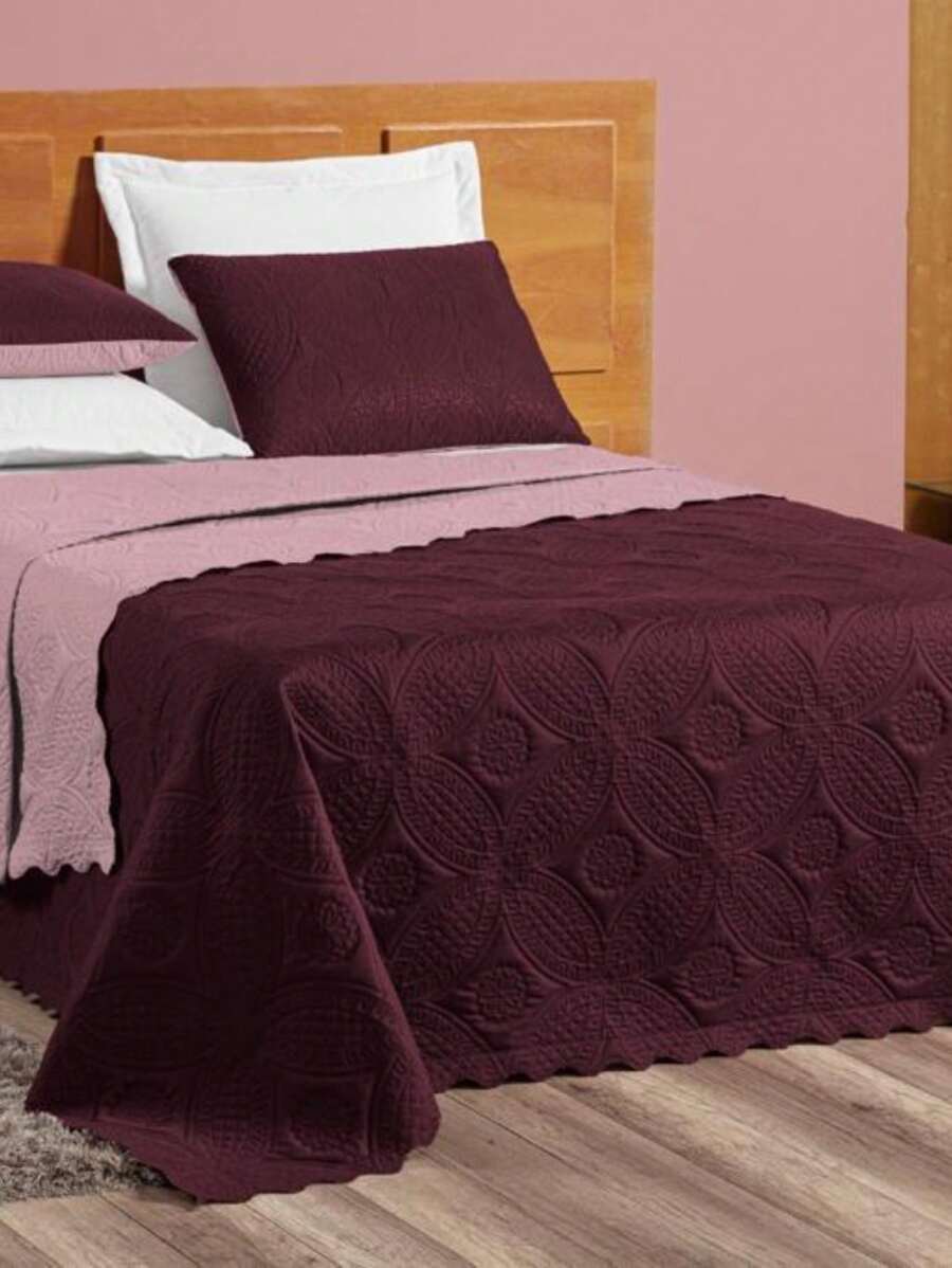 Isa Double-Sided Queen Bedspread - BORDER\ROSES - View 1