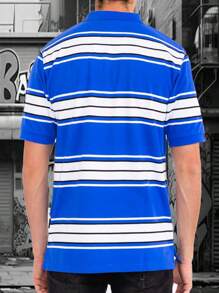 Mens West Coast Classic Striped Polo Shirt - 皇家 - 查看 3
